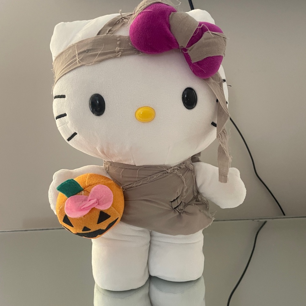 Hello Kitty Mummy Plush with Purple Bow and Pumpkin